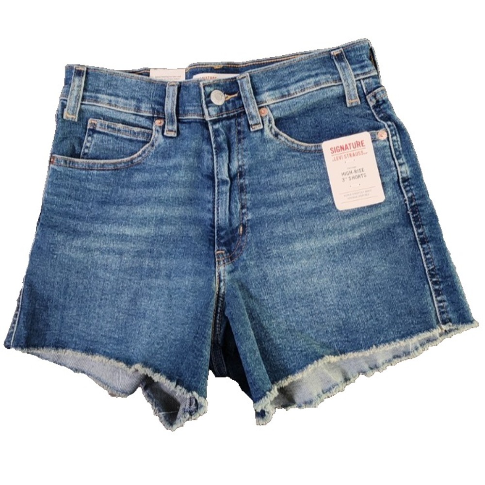 Signature by Levi Strauss Women High Rise 3" Denim Shorts Medium Wash Size 8